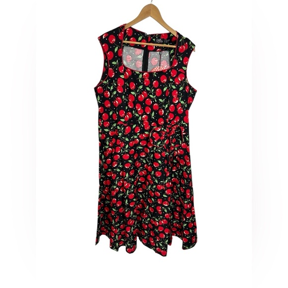 Dolly & Dotty Rockabilly Cherry Print Pinup 50’s Inspired Dress Size 16 - Picture 2 of 13